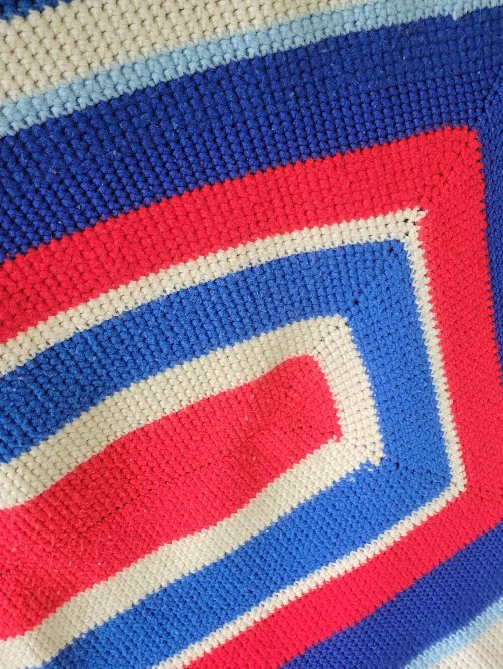 Handmade Red White & Blue Crochet Afghan + Bonus Afghan
